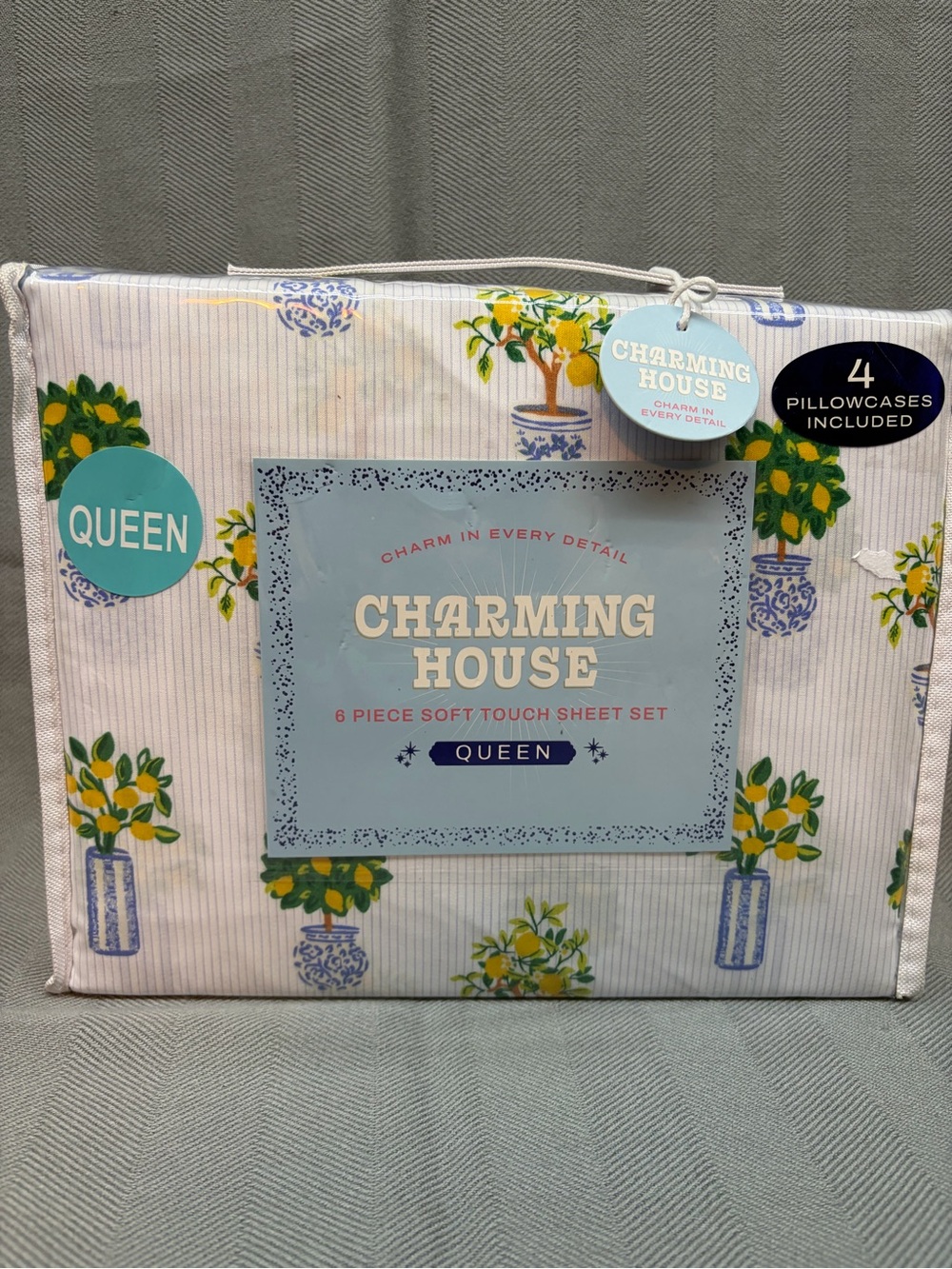 NWT charming house 6 piece soft touch sheet set. Queen cottagecore lemon trees.